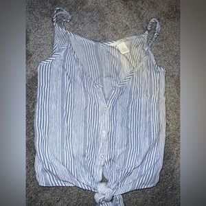 Hm tank top white with blue stripes crop top